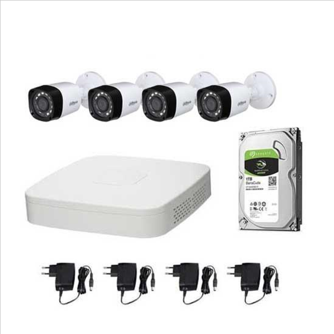 KIT VIDEOSORVEGLIANZA DAHUA FULL HD @1080P XVR 4CH  4 