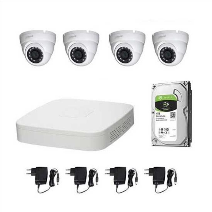 KIT VIDEOSORVEGLIANZA DAHUA HD @720P XVR 4CH  4 
